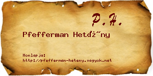 Pfefferman Hetény névjegykártya